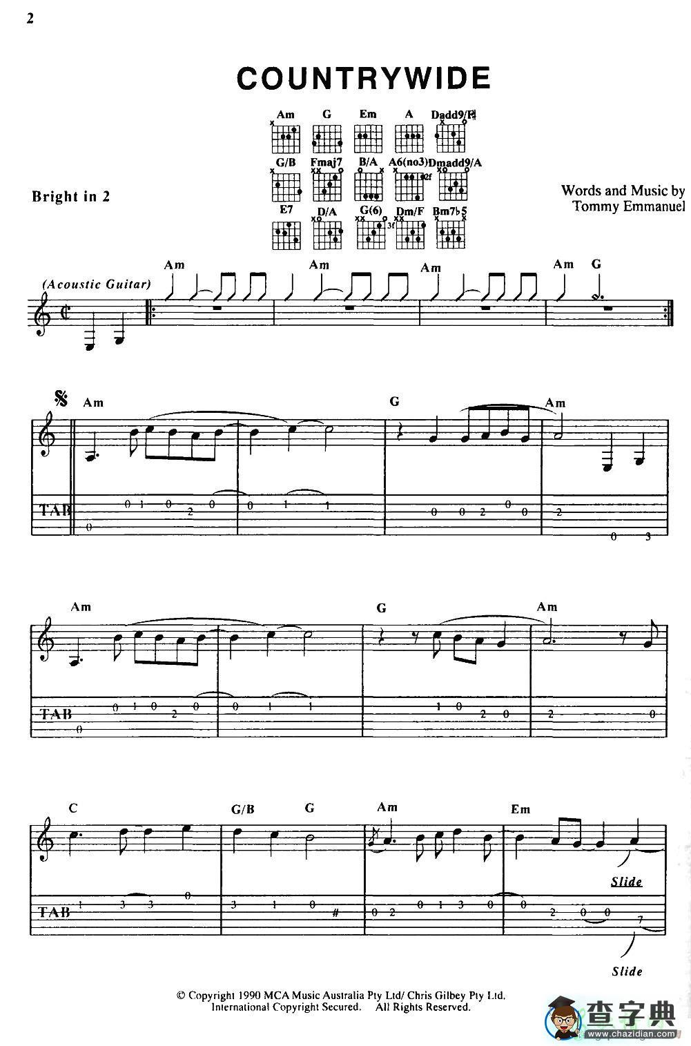 COUNTRYMIDE（指弹吉他曲谱）