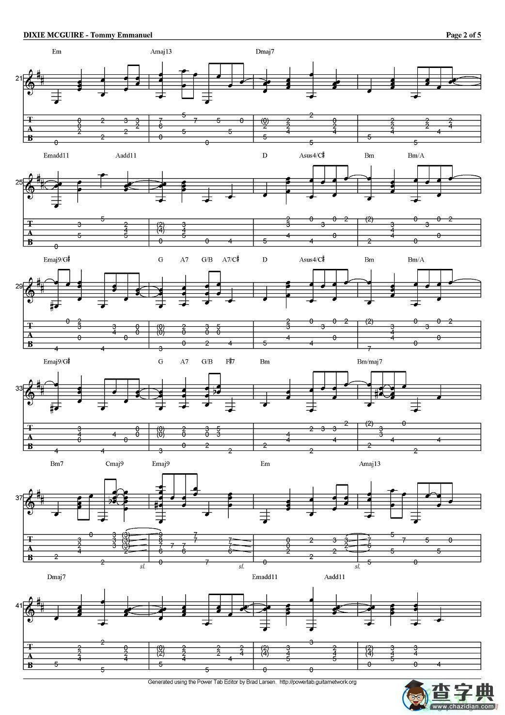 dixie mcguire（指弹吉他谱）