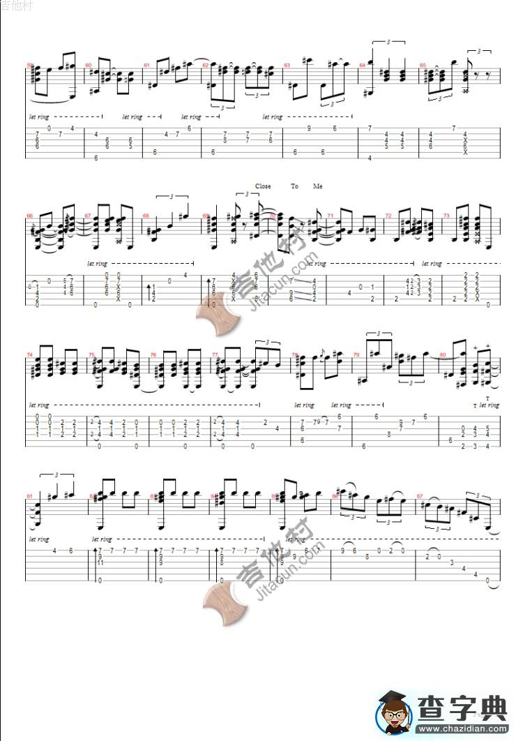Close to You 指弹吉他谱