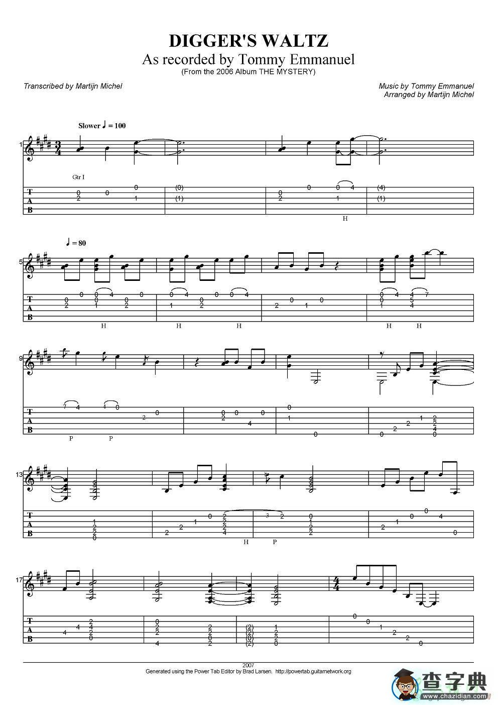 diggers waltz（指弹吉他谱）