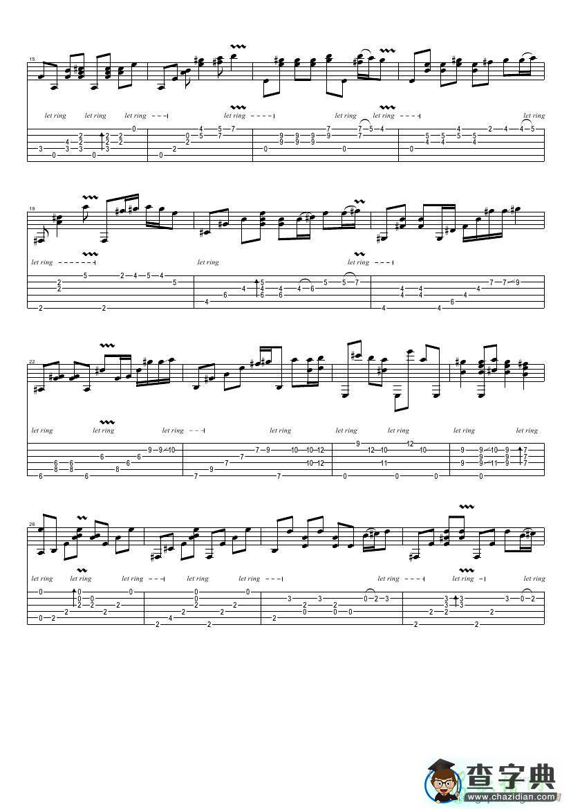 stay close to me version（指弹吉他谱）
