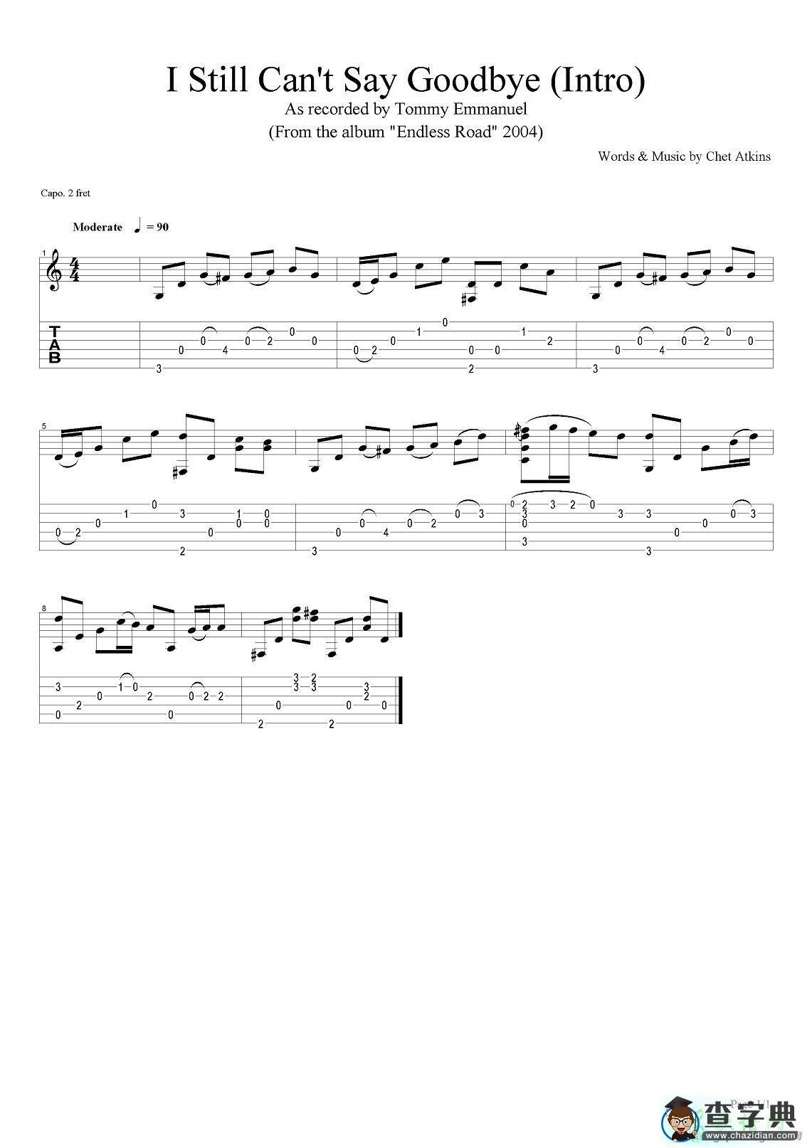 i still cant say goodbye（intro）（指弹吉他谱）