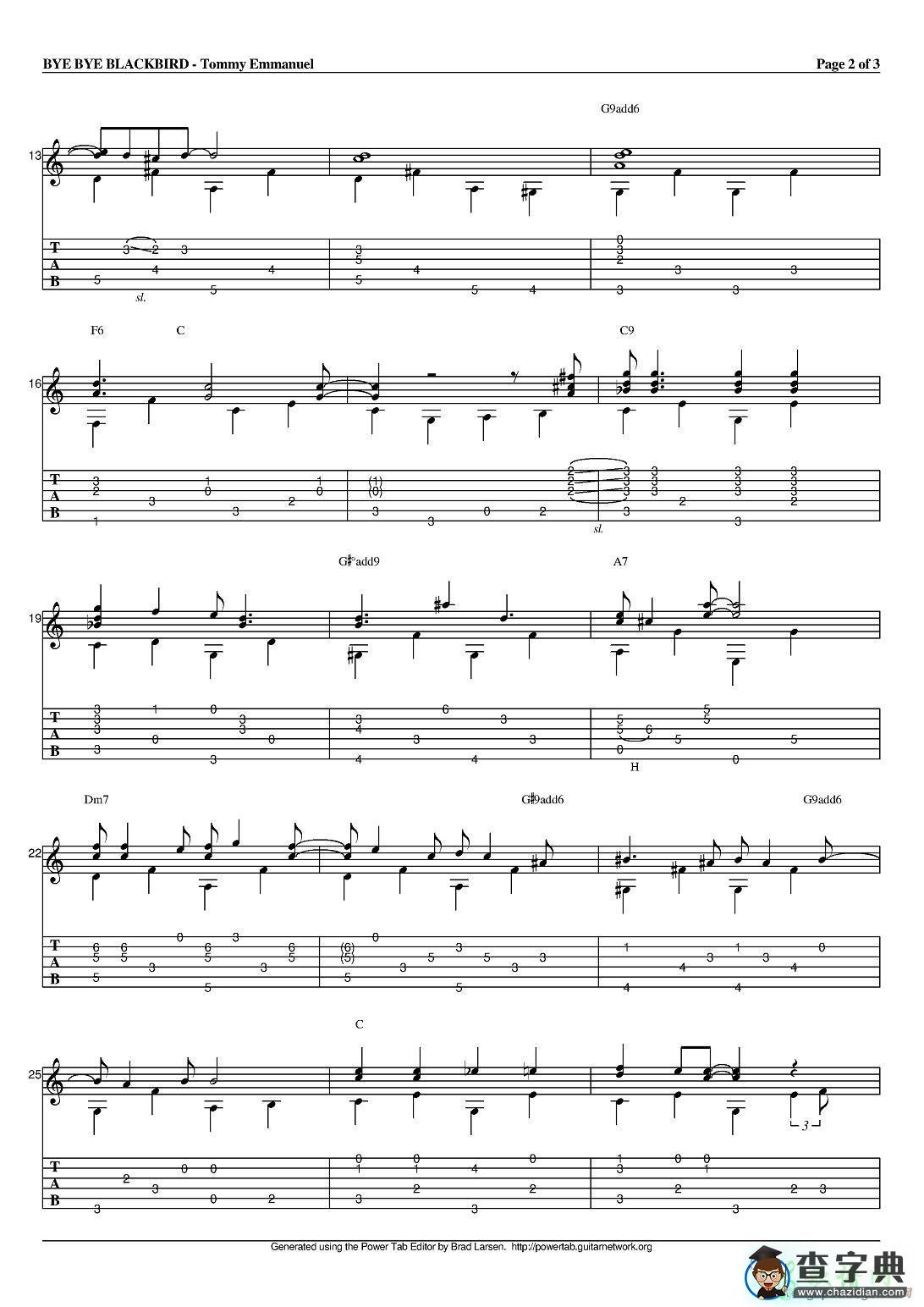bye bye blackbird（指弹吉他谱）