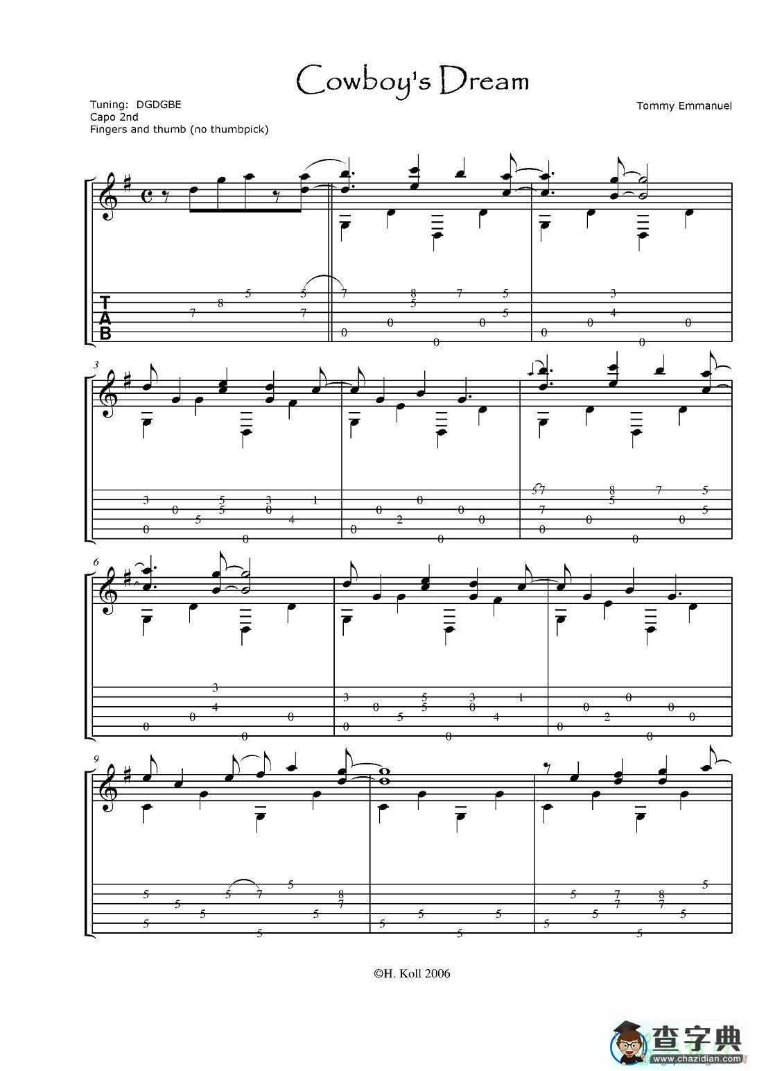 cowboys dream(1)指弹吉他谱