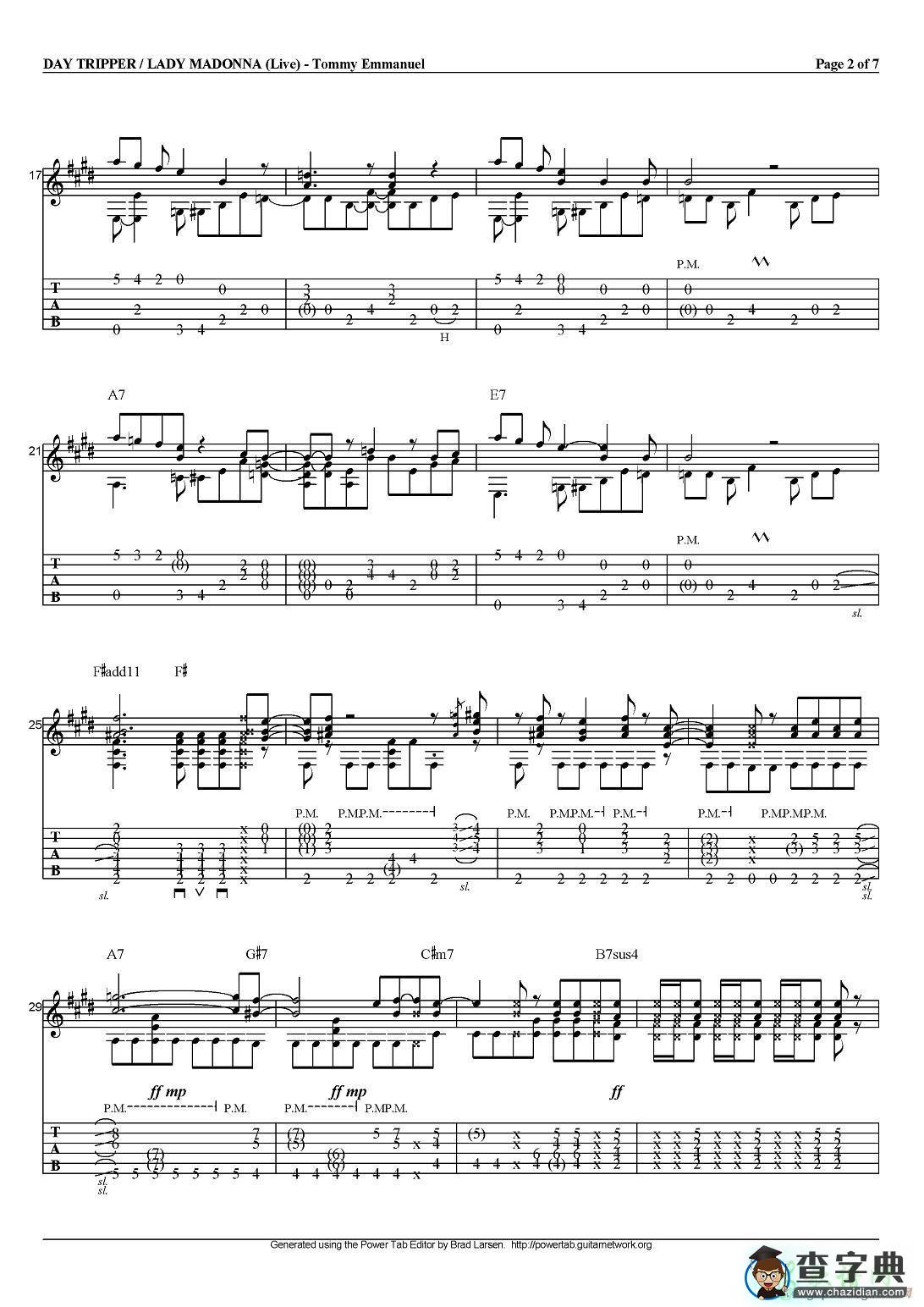 day tripper/lady madonna（指弹吉他谱）