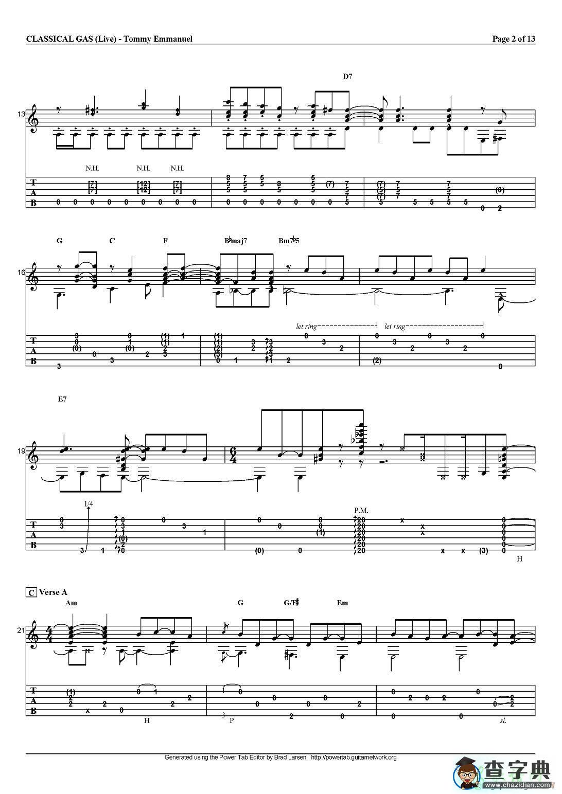 classical gas（指弹吉他谱）