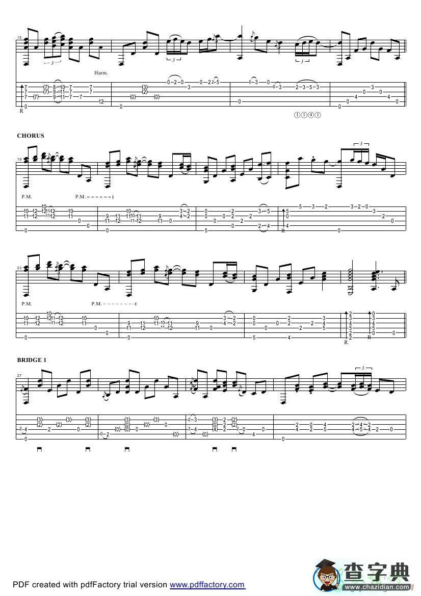 tahitian skies with score（指弹吉他谱）