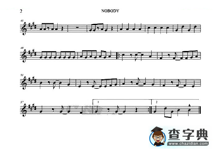 nobody（四重奏分谱）萨克斯谱