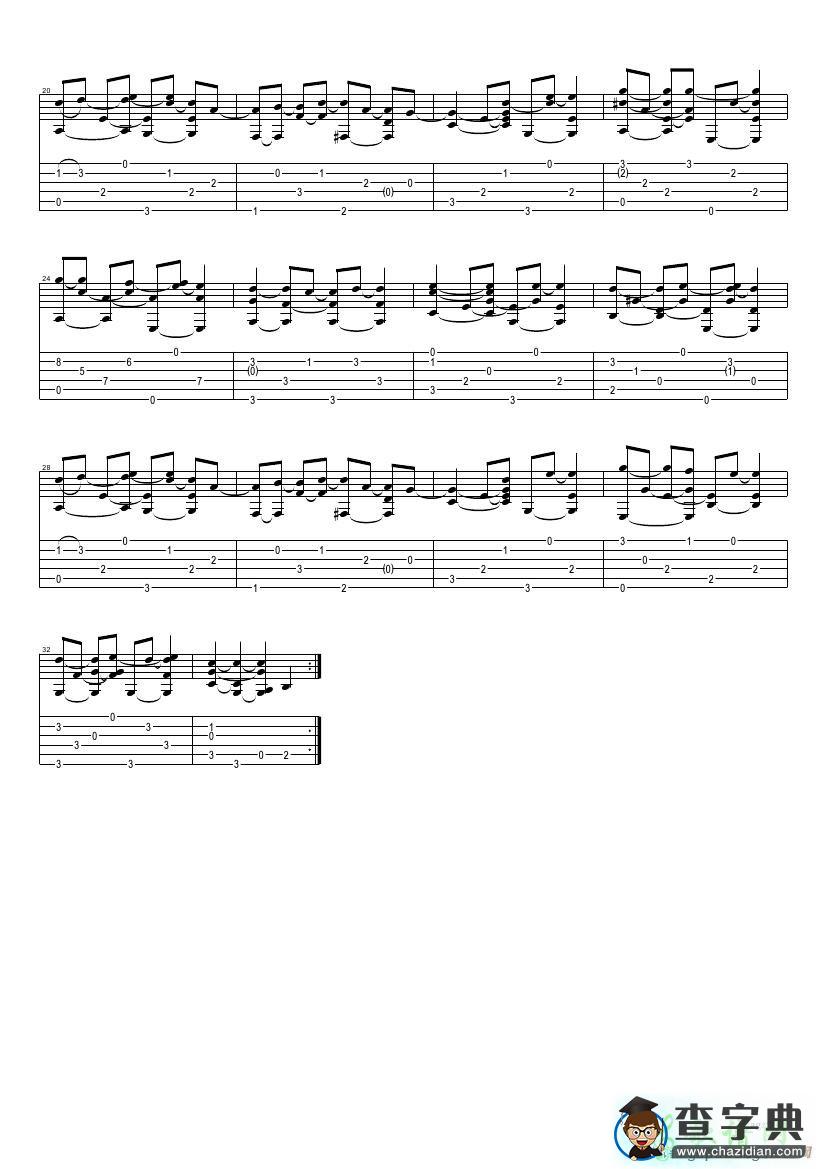 waltzing matilda（指弹吉他谱）