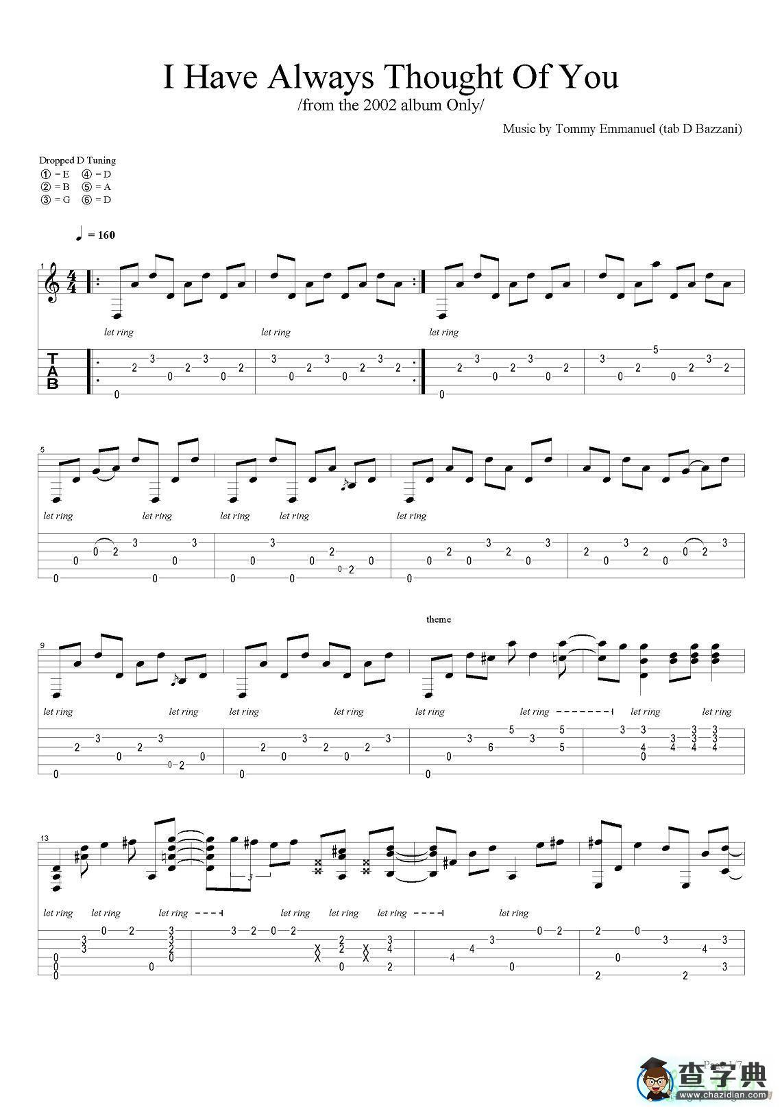 i have always thought of you version 2（指弹吉他谱）