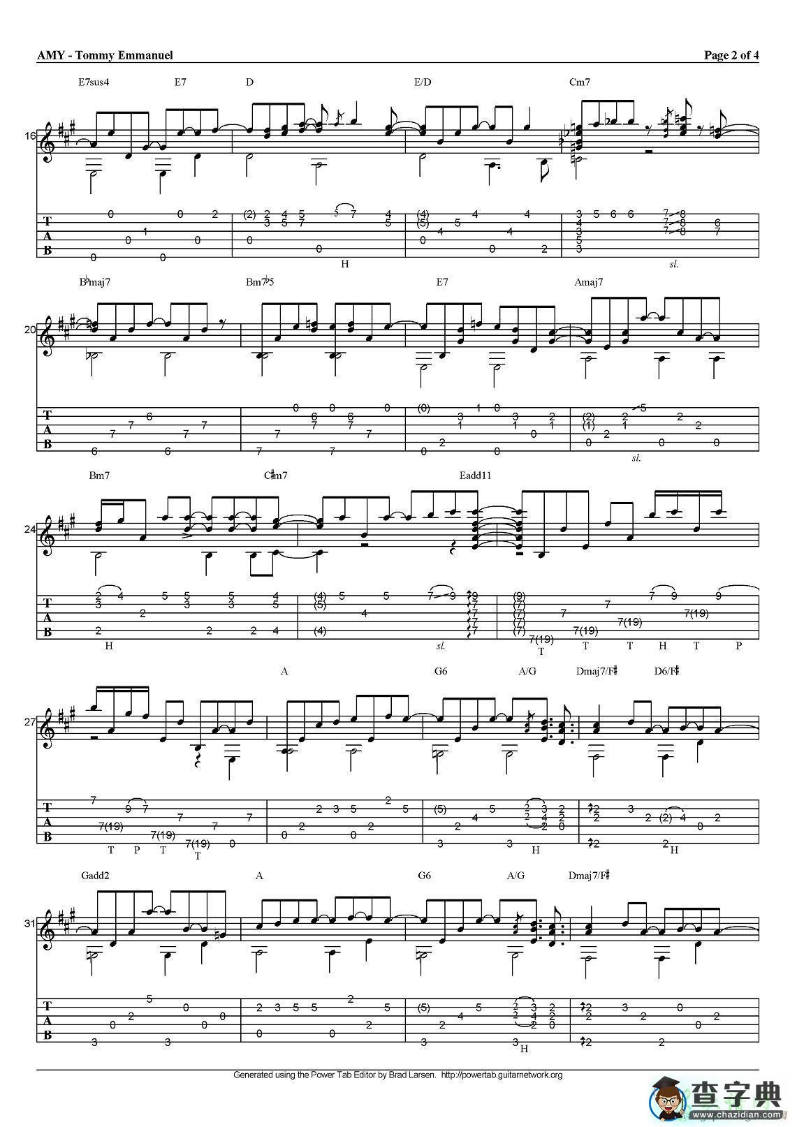 amy指弹吉他谱tommy emmanuel