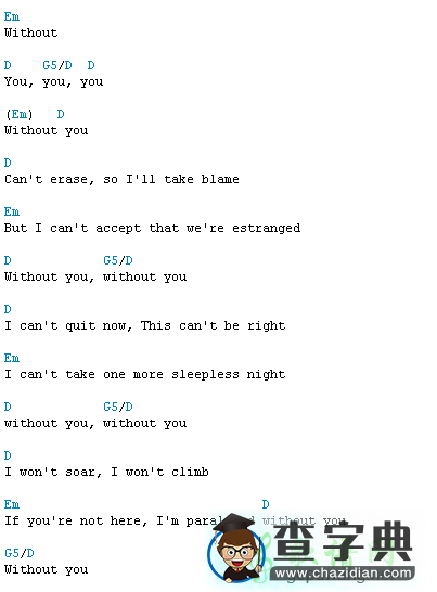 with out you吉他谱