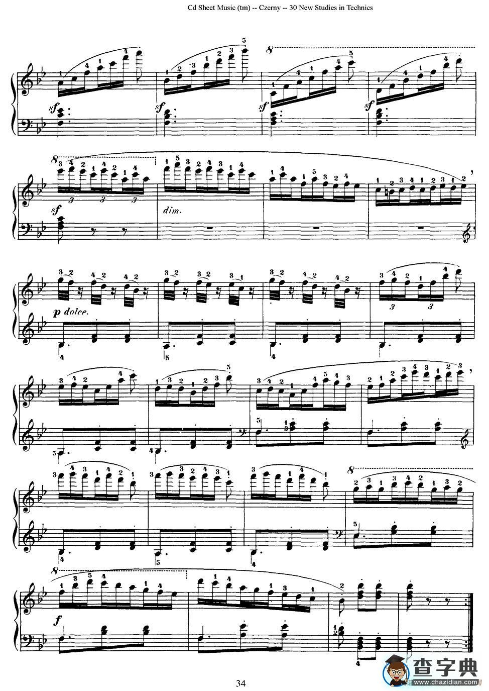 Czerny - 30 New Studies - 19（车尔尼Op849 - 30首练习曲）钢琴谱