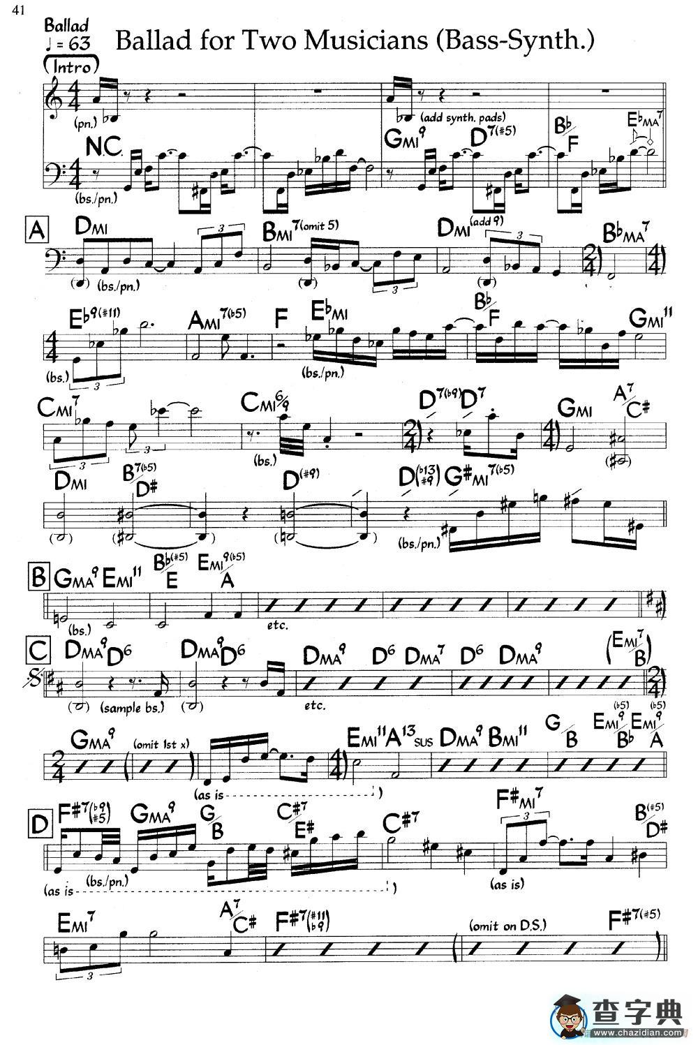 Ballad for Two Musicians（爵士钢琴曲）钢琴谱