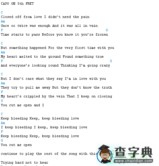 bleeding love吉他谱