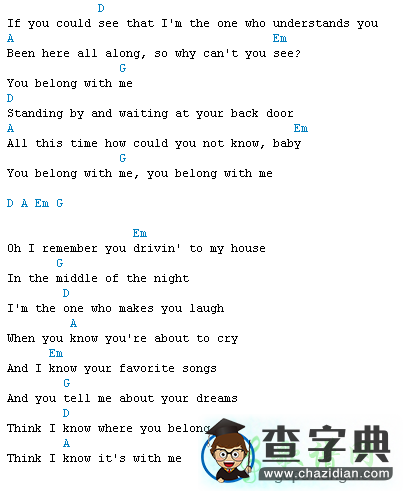 you belong with me吉他谱