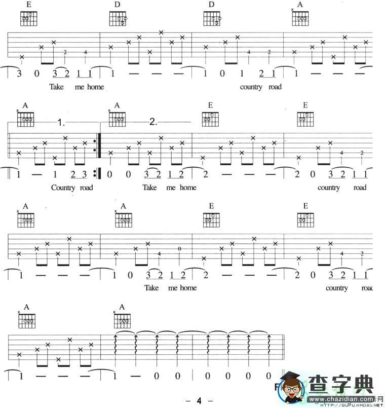 Take Me Home Country Road吉他谱