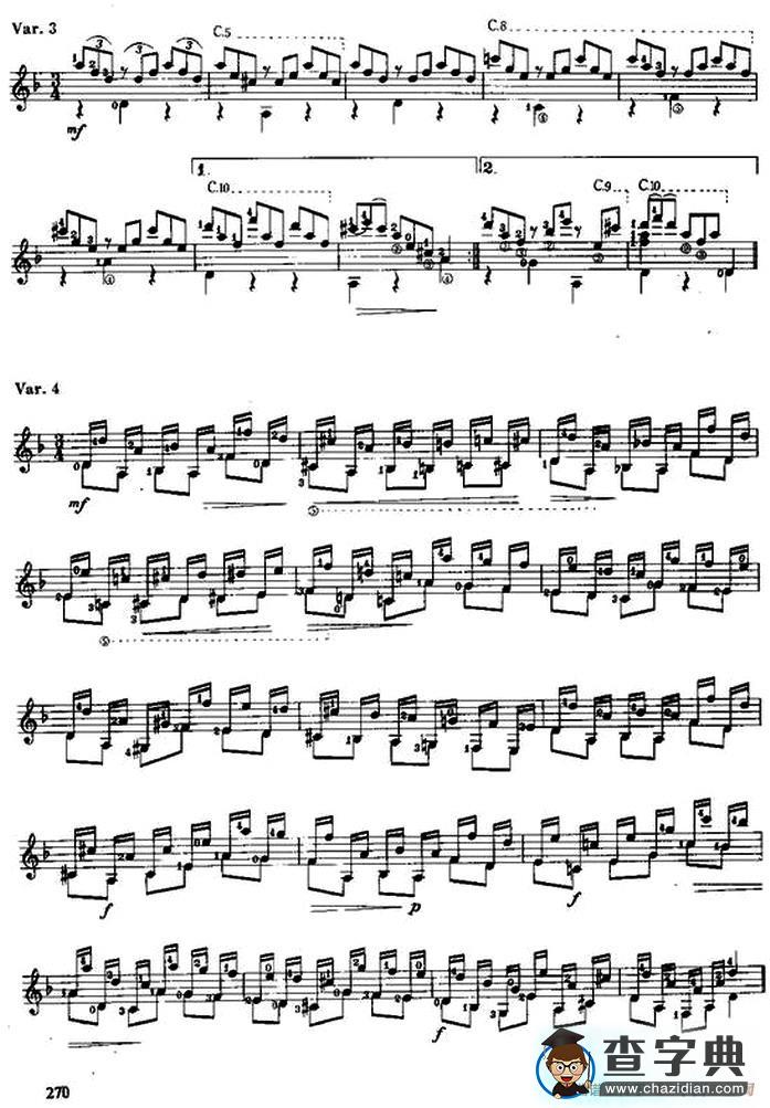 西班牙弗里亚斯主题变奏曲（古典吉他）吉他谱