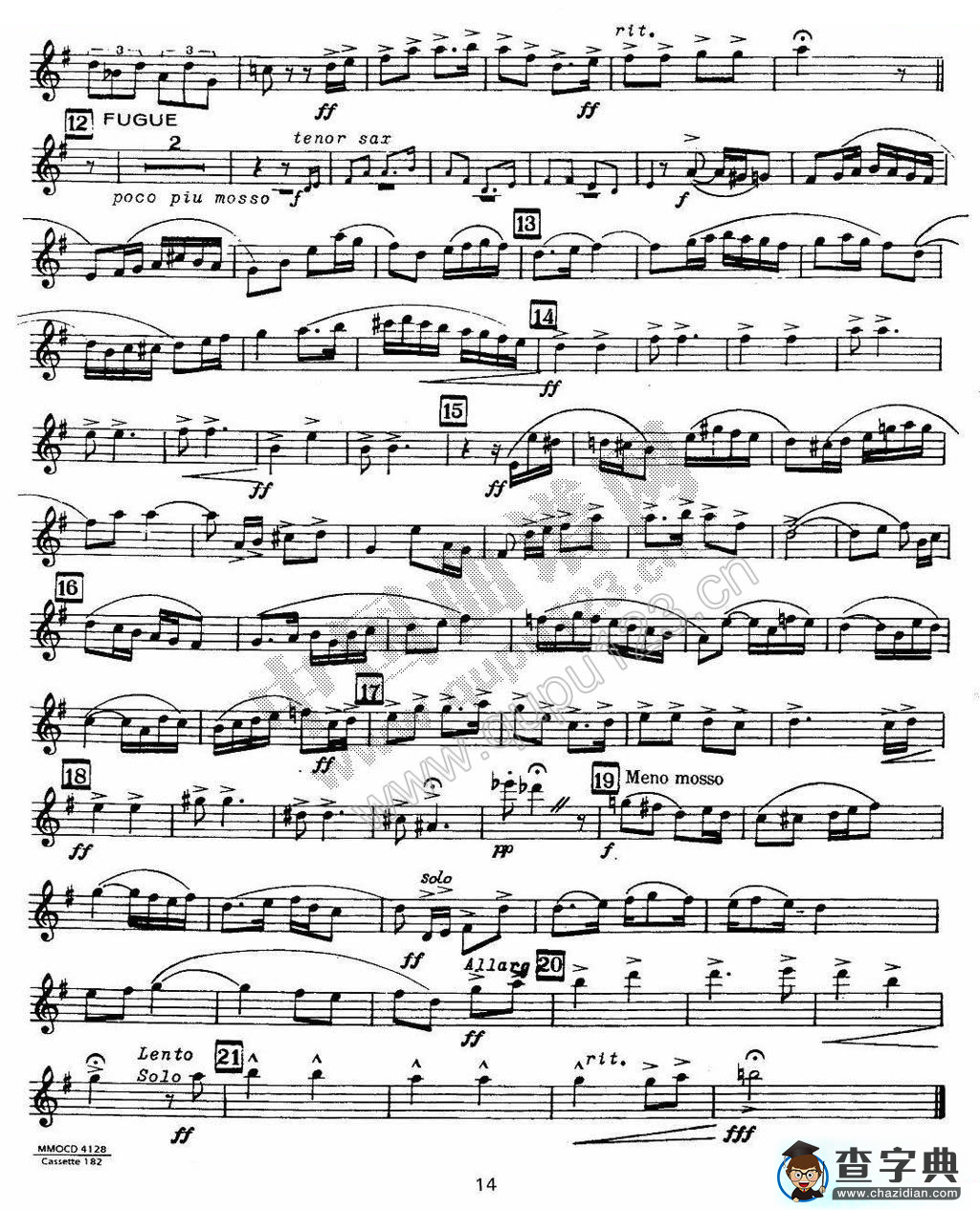 赋格曲-苏珊娜（四重奏 alto —中音萨克斯分谱）萨克斯谱