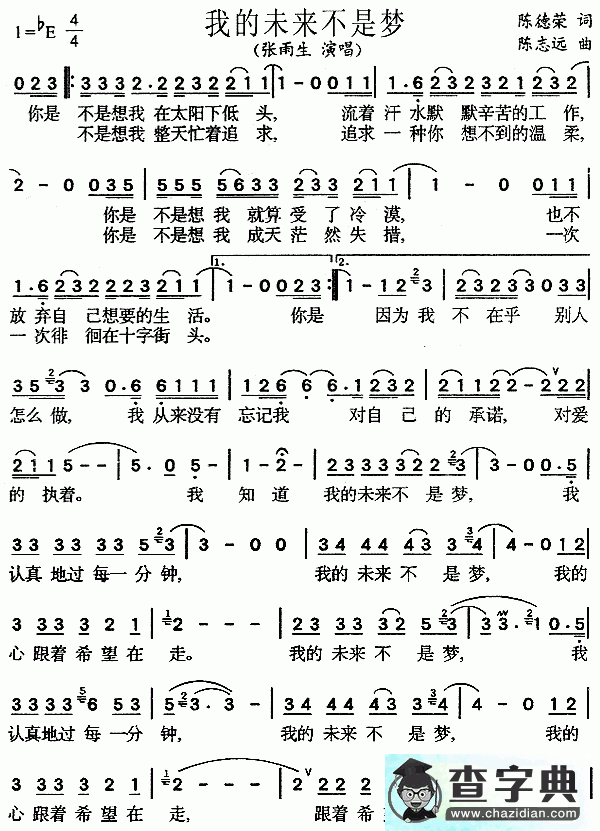 我的未来不是梦简谱_张雨生我的未来不是梦简谱下载