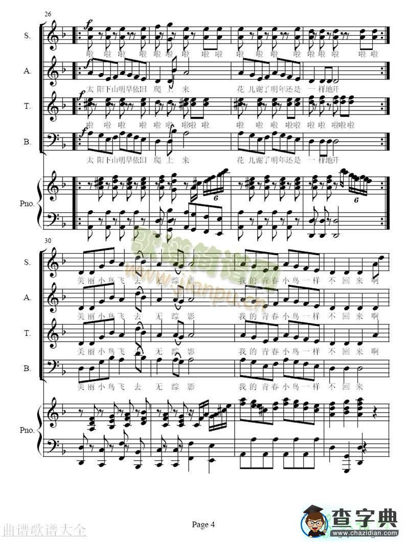青春舞曲简谱_青春舞曲曲谱下载