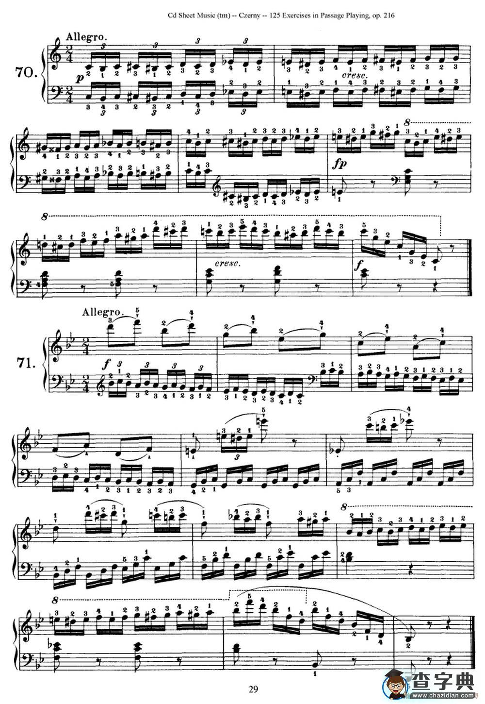 125 Exercises in Passage Playing Op.261（车尔尼125首钢琴短乐句练习曲（61——78））钢琴谱