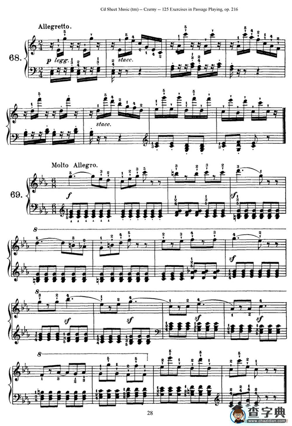125 Exercises in Passage Playing Op.261（车尔尼125首钢琴短乐句练习曲（61——78））钢琴谱
