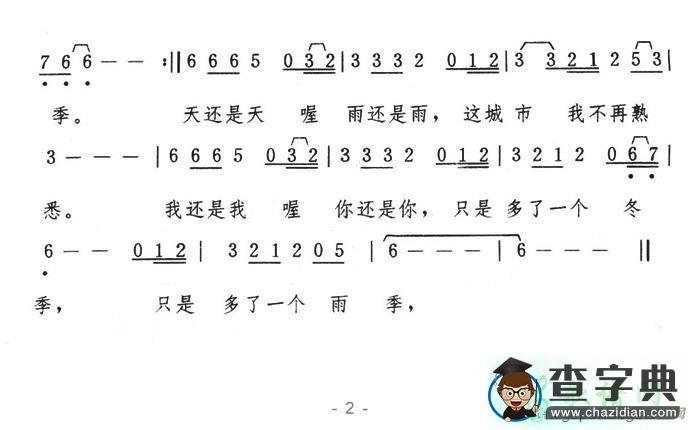 冬季到台北来看雨简谱孟庭苇冬季到台北来看雨简谱
