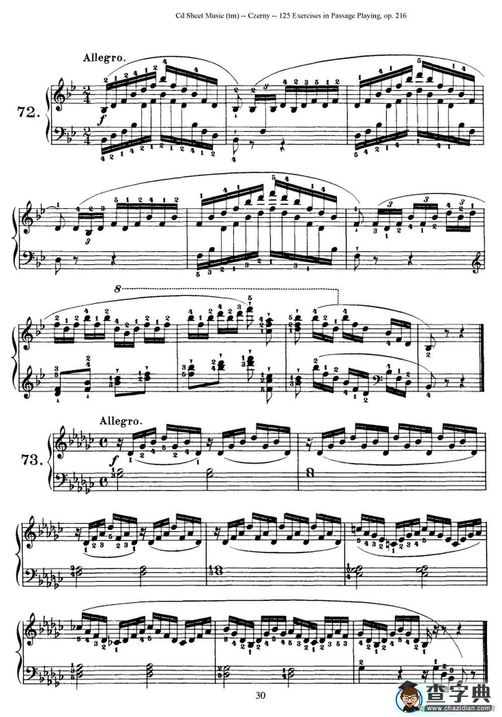 125 Exercises in Passage Playing Op.261（车尔尼125首钢琴短乐句练习曲（61——78））钢琴谱