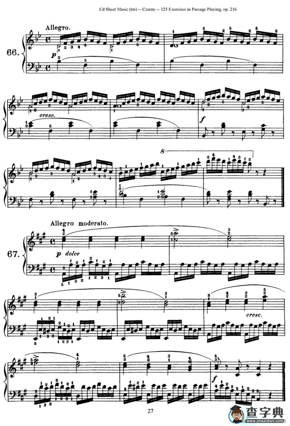 125 Exercises in Passage Playing Op.261（车尔尼125首钢琴短乐句练习曲（61——78））钢琴谱
