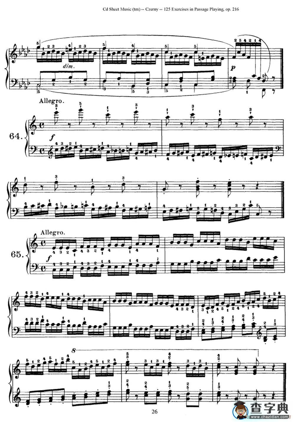 125 Exercises in Passage Playing Op.261（车尔尼125首钢琴短乐句练习曲（61——78））钢琴谱