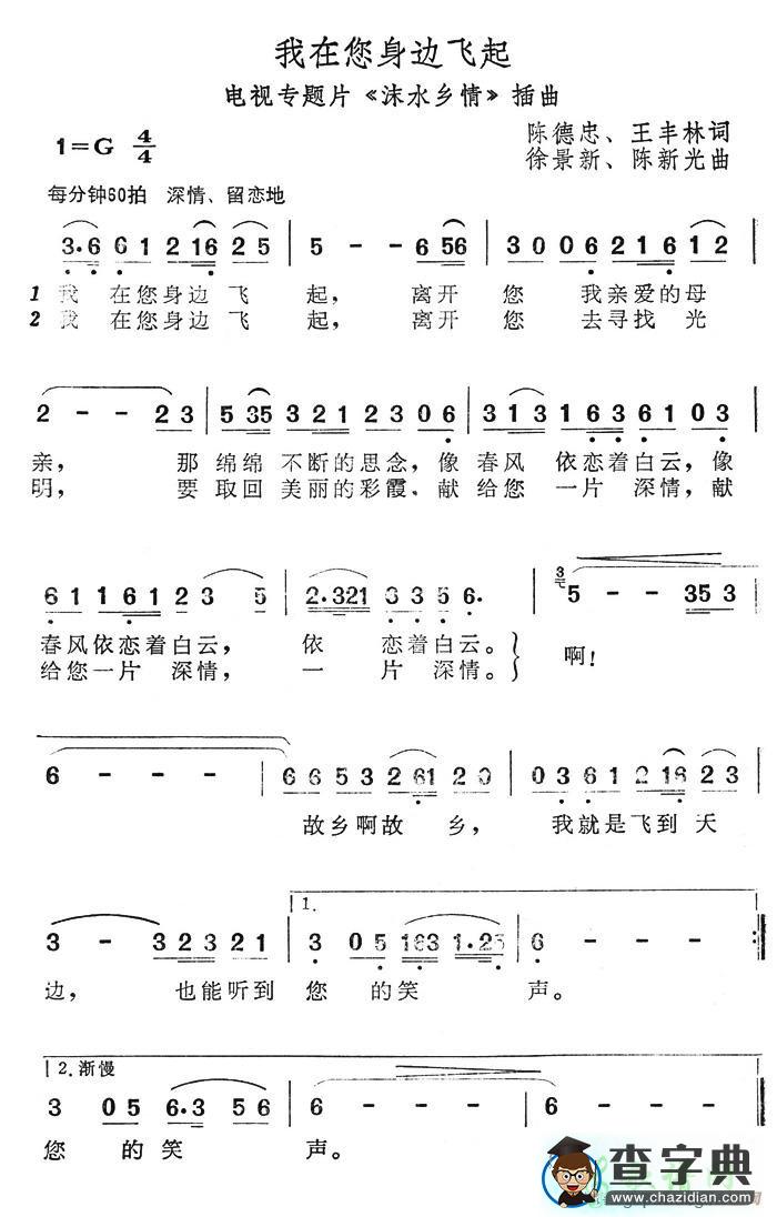 我在您身边飞起简谱