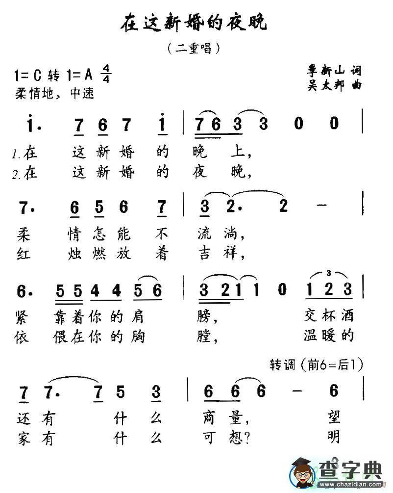 在这新婚的夜晚简谱