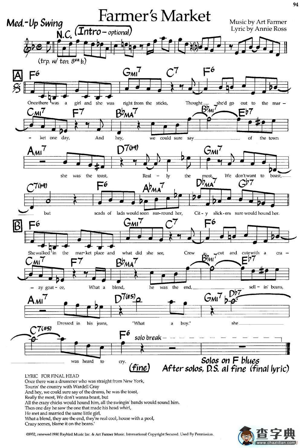 Farmers Market（爵士钢琴曲）钢琴谱