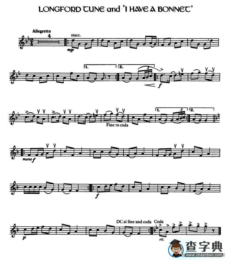 Longford Tune and ‘I Have a Bonnet’ （爱尔兰曲调）