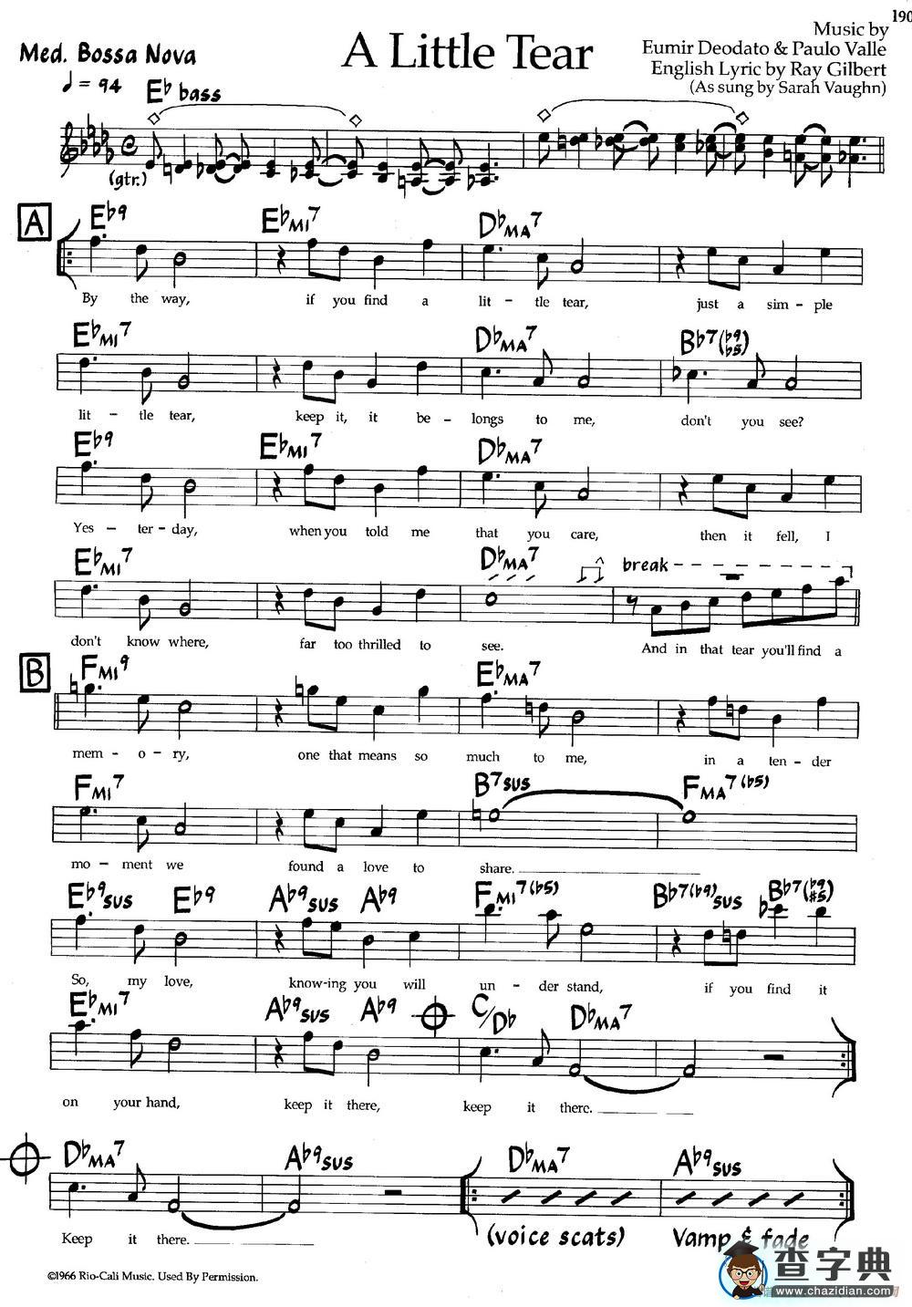 A Little Tear（爵士钢琴曲）钢琴谱