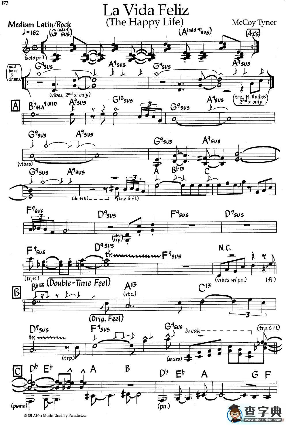 La Vida Feliz（爵士钢琴曲）钢琴谱