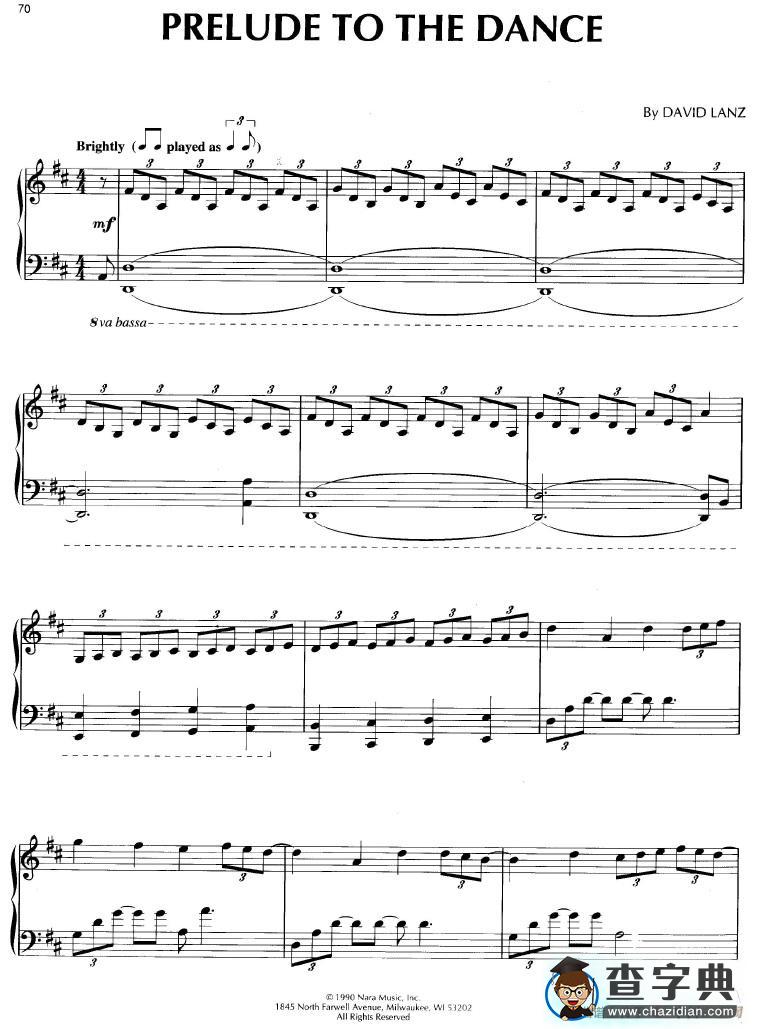 Prelude To The Dance钢琴谱