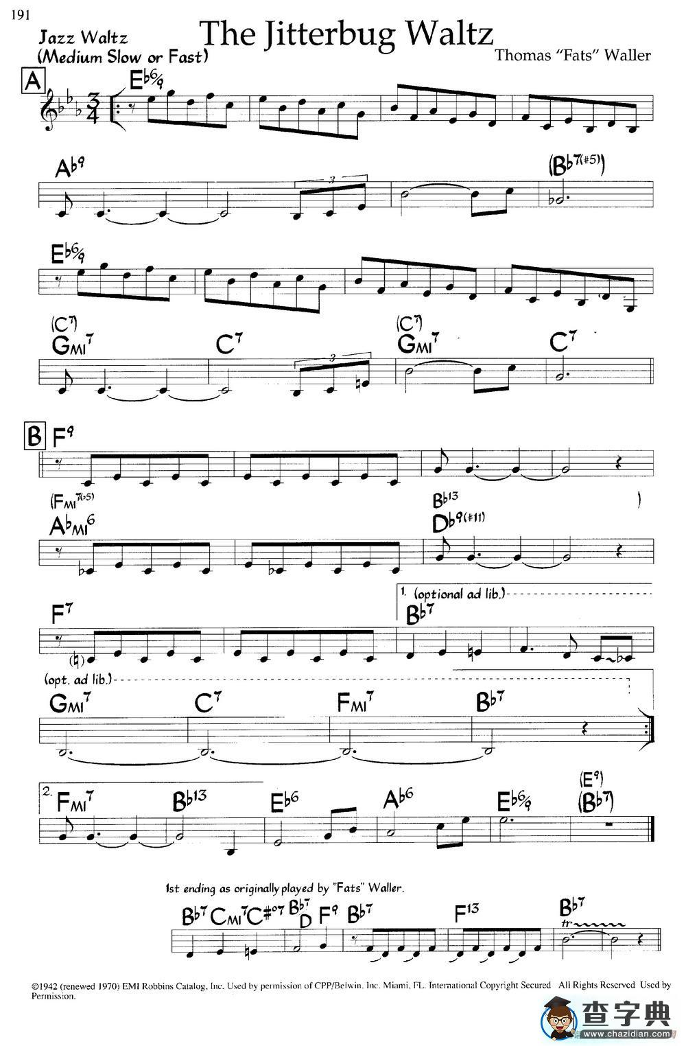 The Jitterbug Waltz（爵士钢琴曲）钢琴谱
