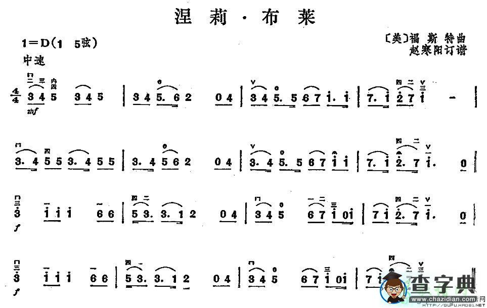 涅莉·布莱二胡曲谱