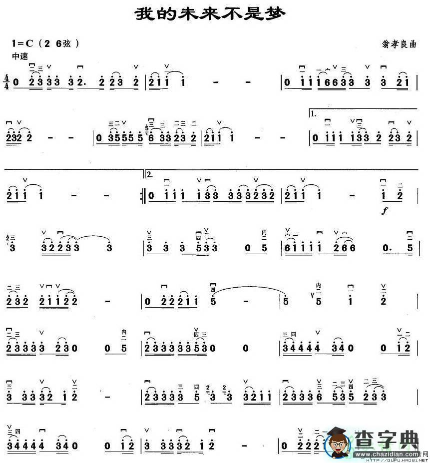 我的未来不是梦二胡曲谱