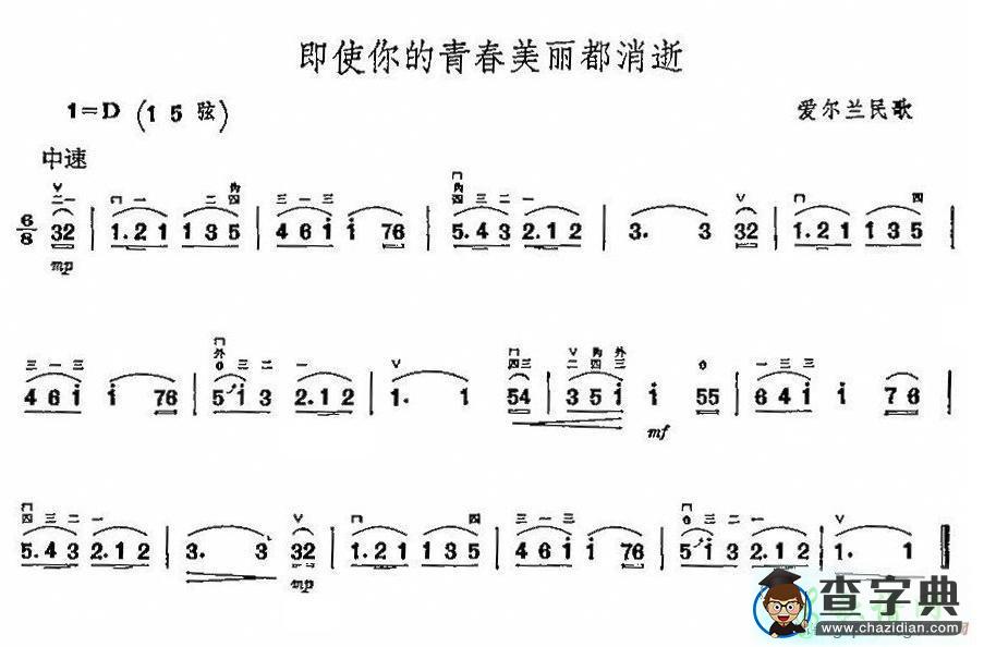 即使你的青春美丽都消失二胡曲谱