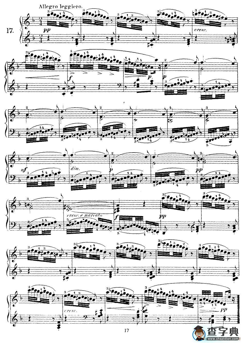 贝伦斯28首钢琴（和弦及装饰音）练习曲（16—20）钢琴谱