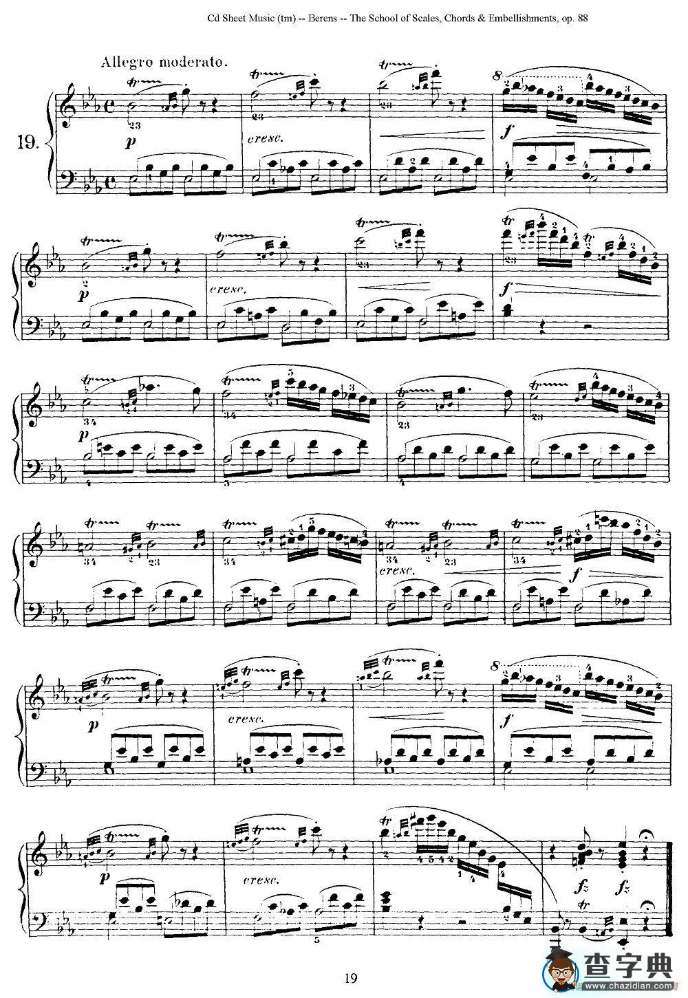 贝伦斯28首钢琴（和弦及装饰音）练习曲（16—20）钢琴谱