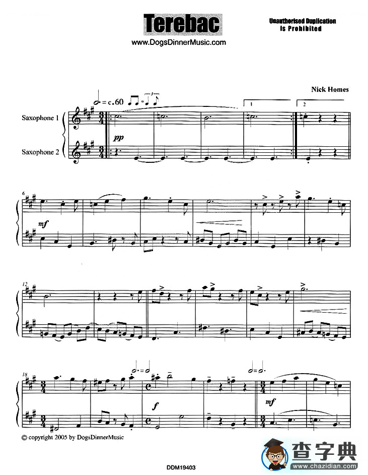 Terebac（二重奏）萨克斯谱