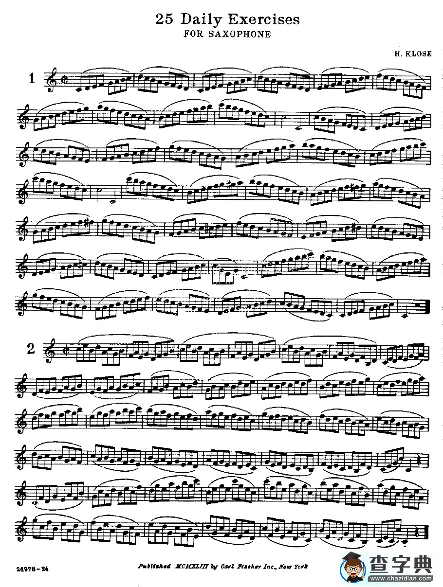 25 Daily Exercises 之1、2萨克斯谱