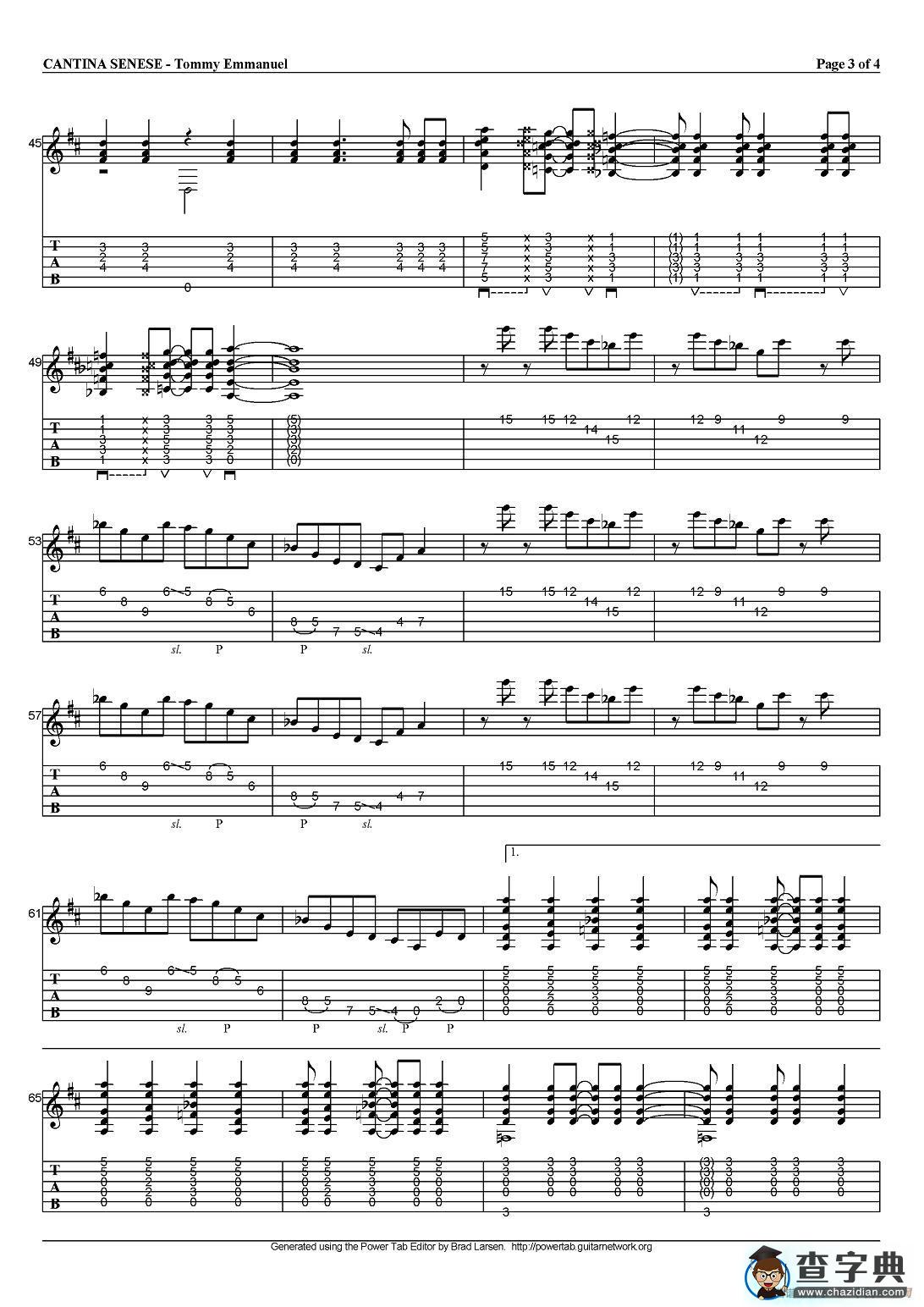 tommy emmanuel：cantina senese（指弹吉他）吉他谱