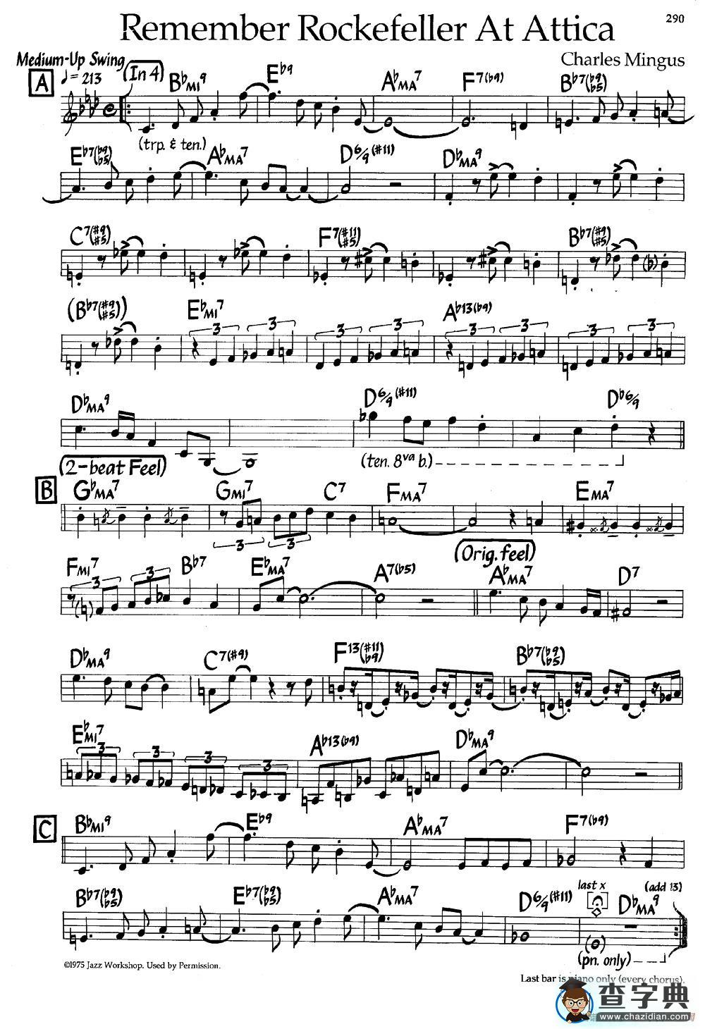 Remember Rockefeller At Attica（爵士钢琴曲）钢琴谱