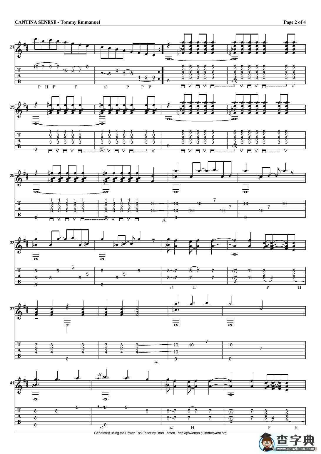tommy emmanuel：cantina senese（指弹吉他）吉他谱