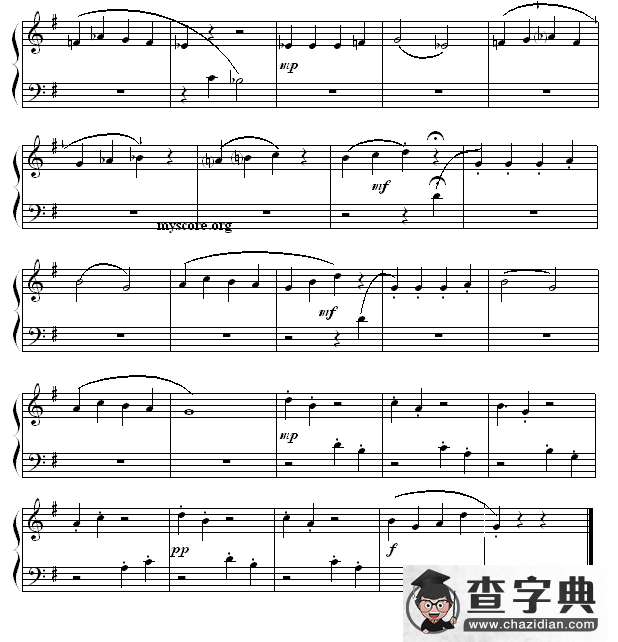 瑞士钟小奏鸣曲（第一乐章）钢琴谱